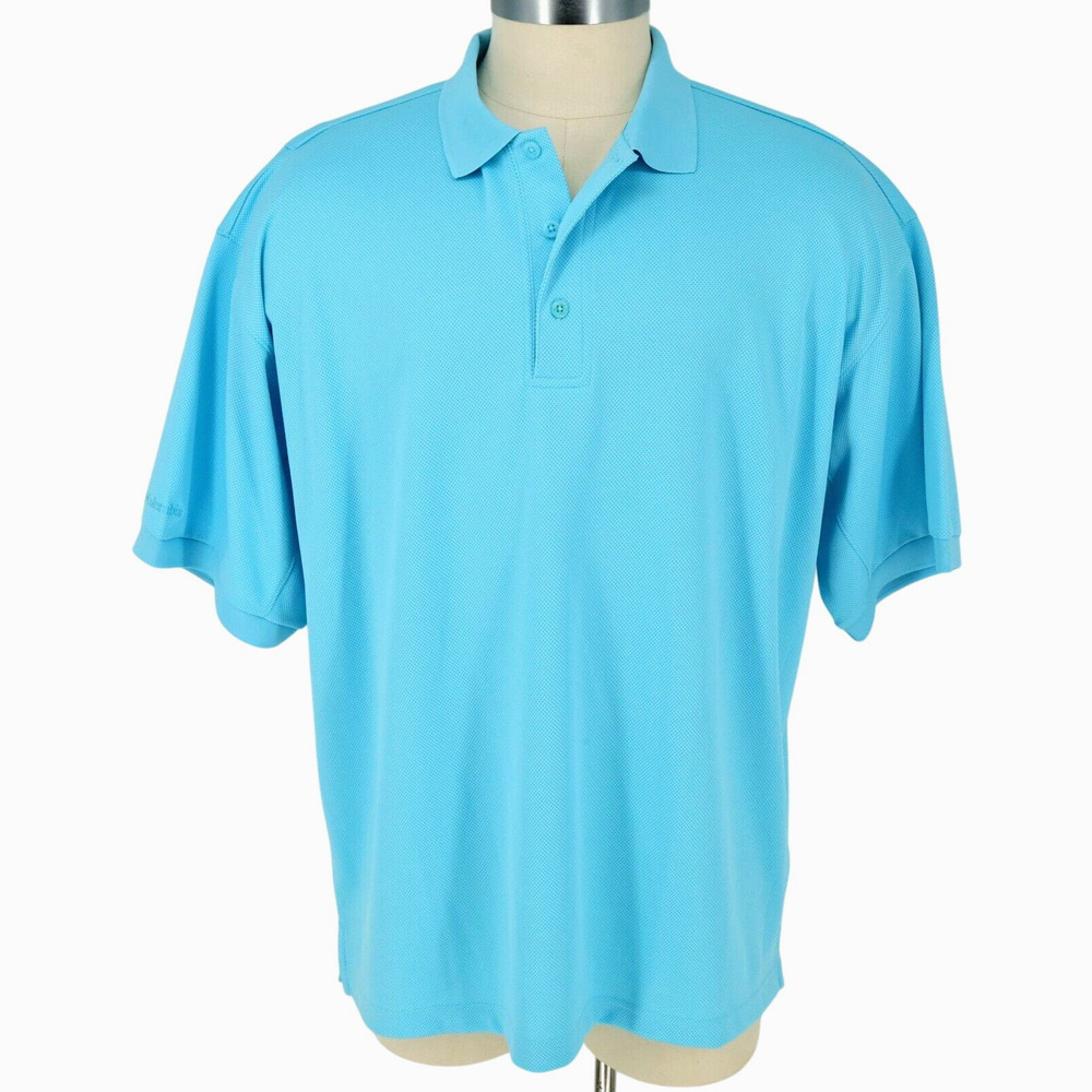 Columbia PFG Polo Shirt Mens XL Blue Short Sleeve Vented Lined Fishing Gorpcore